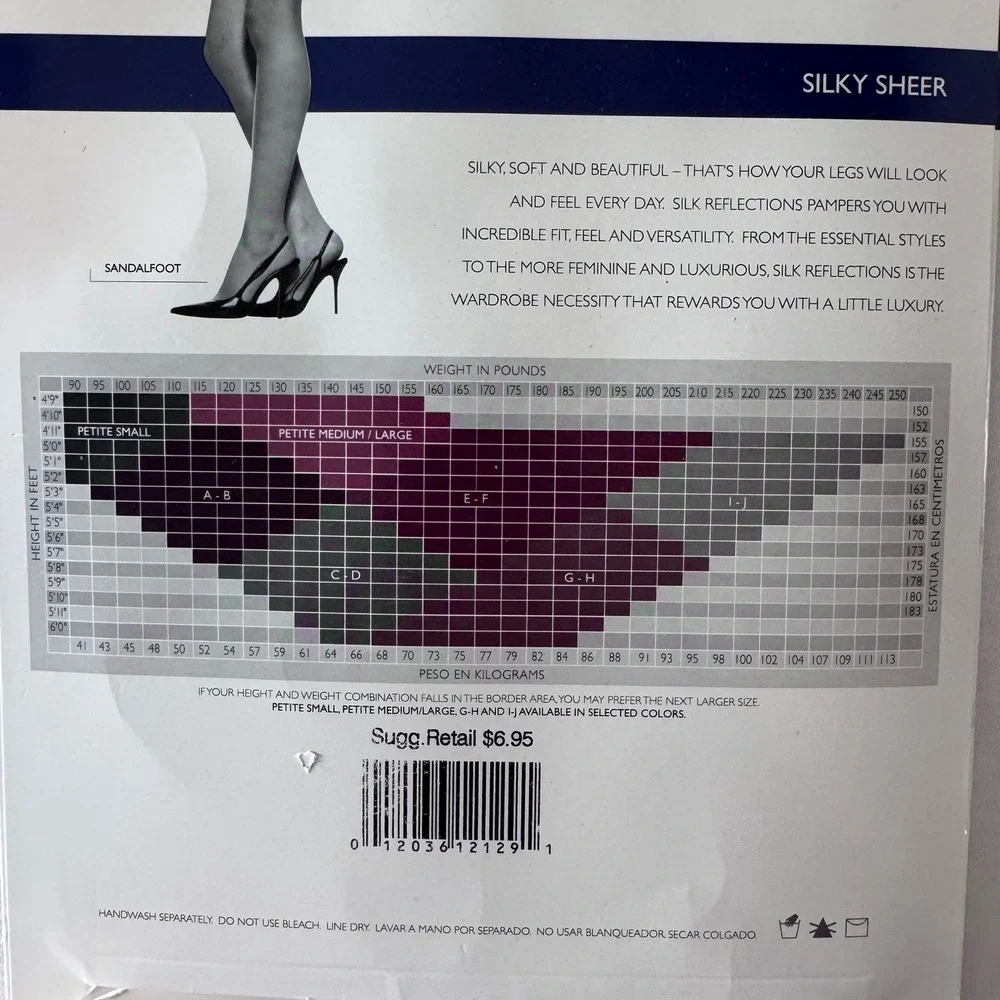 Hanes Silk Reflections Pantyhose Women Size AB Black 2pk Control Top Sheer